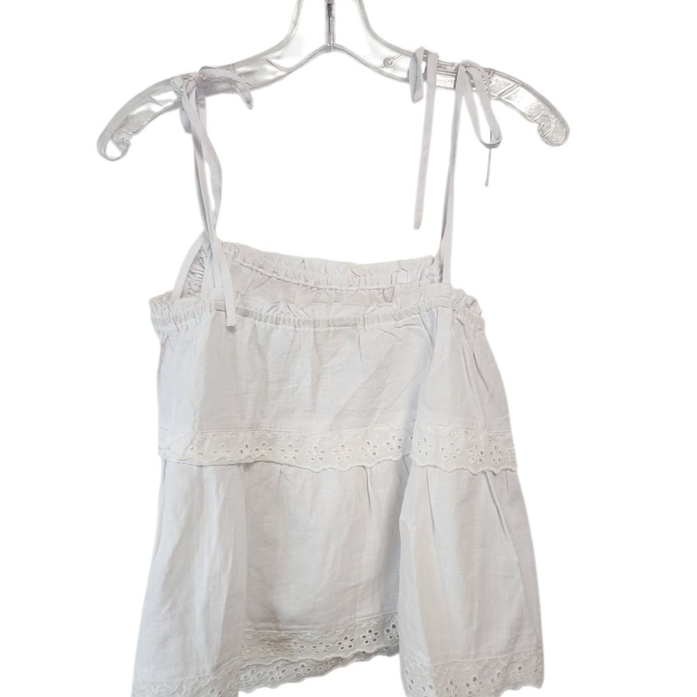 Hem & Thread White Eyelet Tiered Tie‎ Strap Tank Top Women's